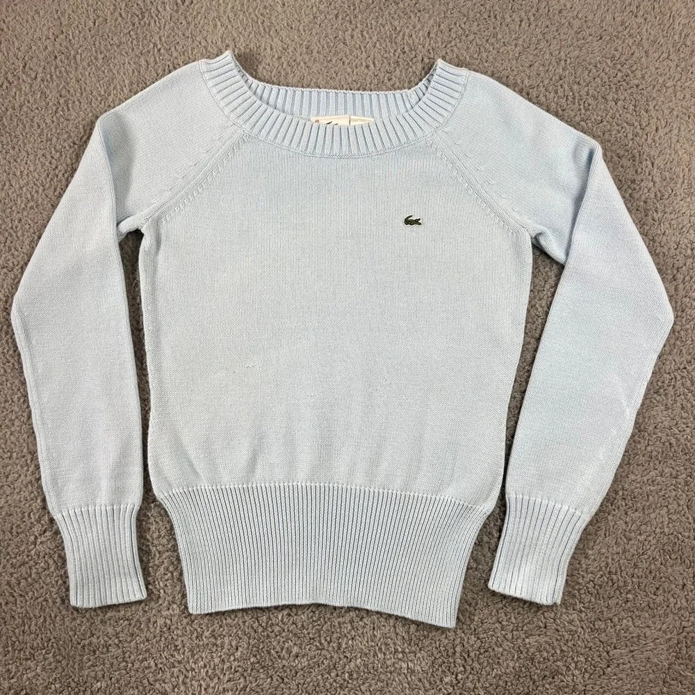 Lacoste Light Blue Cotton Croc Logo Long Sleeve Sweater Women US Size‎ M (EU/8)